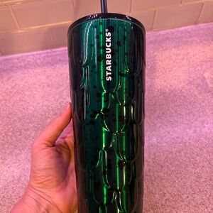 Starbucks Stainless Steel Mermaid Scales Green Black Spotted Tumbler 24oz